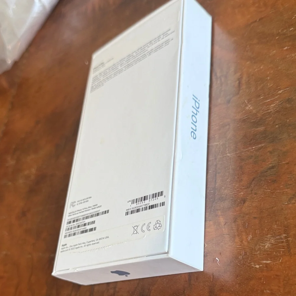 iPhone 14 Plus Box – Original Apple Packaging – 14+ Retail Box Only – No Phone